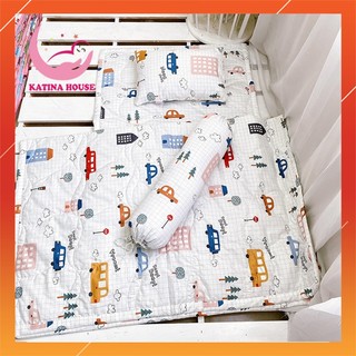 Combo Bộ chăn gối nệm cho bé, vải cotton satin hàn quốc đẹp, mềm mát, thấm hút tốt