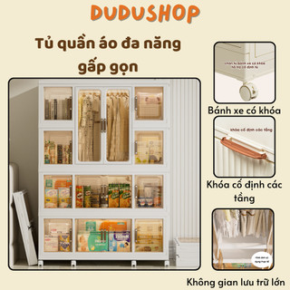 Tủ Quần Áo Size Lớn Cho Bé DUDUSHOP, Tủ Nhựa Lắp Ráp Nhanh Chóng Có Bánh Xe Di Chuyển Tiện Lợi