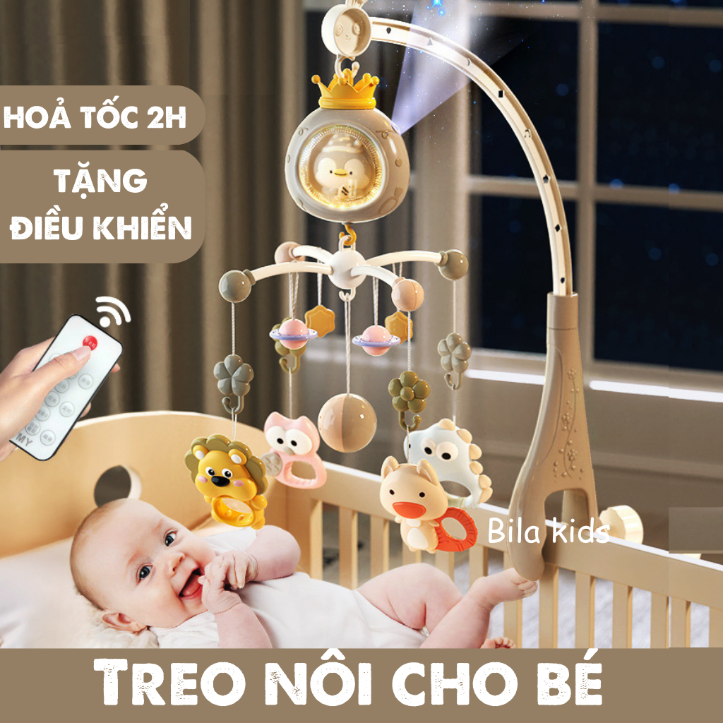 Đồ chơi treo nôi cũi cho bé sơ sinh TẶNG ĐIỀU KHIỂN kèm gặm nướu có hộp