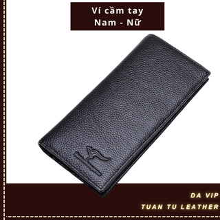 Ví cầm tay nam nữ chính hãng Tuấn Tú - Bóp ví dài da bò thật 100% có ngăn đựng điện thoại - Tặng kèm hộp đựng xịn sò