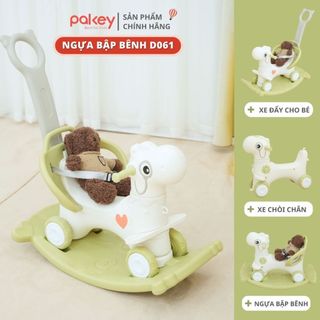 Ngựa Bập Bênh Cho Bé Pakey 3 Chức Năng (Ngựa Bập Bênh, Xe Chòi Chân, Xe Đẩy), Thiết Kế Thông Minh, Bảo Hành 1 Năm - D061