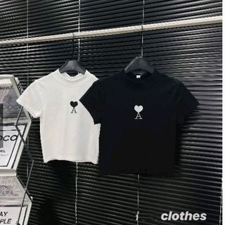 Aó thun ngắn tay, croptop họa tiết hình tim 2 màu cá tính dành cho bạn Nữ