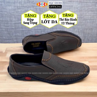 Giày lười nam HQC SHOES da bò nappa đế cao su khâu chỉ bảo hành 1 năm HT004