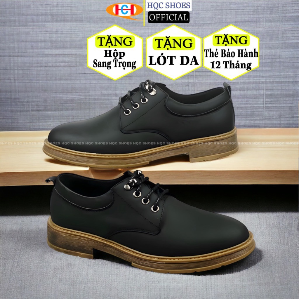 Giày nam HQC SHOES da bò nhập khẩu dầy dặn đế cao su bảo hành 1 năm Dr25