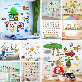 Tranh decal dán tường cho bé, decal dán tường hình các con vật, bảng chữ cái, số cho bé học chữ cái, số đếm, tiếng anh