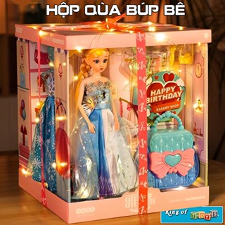Hộp Quà Búp Bê Công Chúa Barbie,Elsa Kèm Váy Và Bộ Trang Điểm Đa Dạng - Đồ Chơi Búp Bê Cỡ Lớn Dành Cho Bé Gái