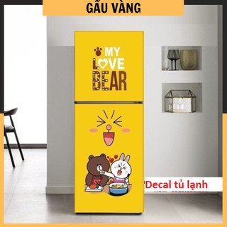 Giấy Decal Dán Tủ Lạnh GẤU BROWN VÀ THỎ CONY - Trang trí nhà cửa
