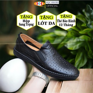 Giày lười nam mùa hè HQC SHOES da bò đế khâu chỉ bảo hành 1 năm HQ018