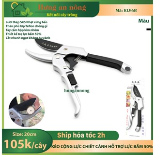 KLV6B – kéo cắt cành cộng lực lưỡi thép Nhật SK5 phủ lớp Teflon chống gỉ hỗ trợ cắt 50% ( xem trong mô tả )