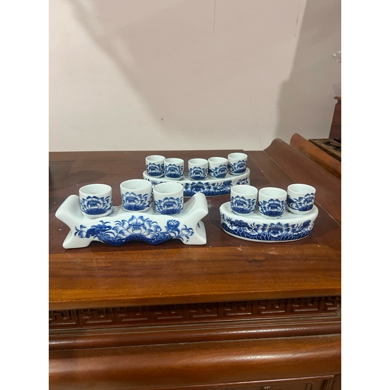 Chén thờ - Bộ kỷ 3 chén - 5 chén thờ hoa sen