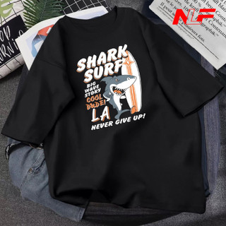 Áo Thun Unisex Tay Lỡ Chất Cotton Form Rộng SHARK SURF UNI-015 - Áo Thun Nữ - Áo Thun Nam - NLF Unisex Fashion