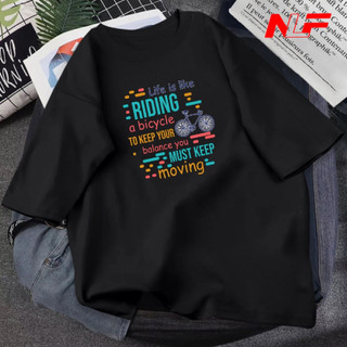 Áo Thun Unisex Chất Cotton Tay Lỡ Form Rộng RIDING LIFE IS LIKE UNI-012 - Áo Thun Nữ - Áo Thun Nam - NLF Unisex Fashion