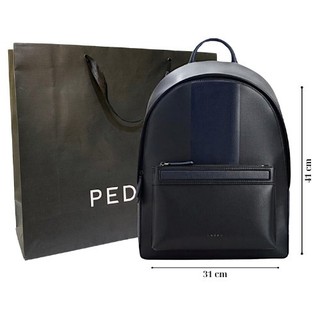 Balo nam Pedro da trơn phối sọc xanh unisex vừa laptop 14inch