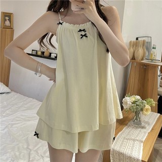 Bộ ngủ nữ 2 dây nơ ngực trẻ trung siêu xinh 6574 💫 Bộ mặc ở nhà nữ 💫 Đồ ngủ nữ