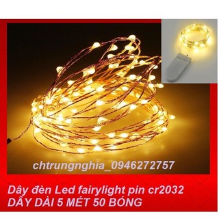 Dây đèn đom đóm Led fairylight pin cr2032- DÂY DÀI 5 MÉT 50 BÓNG ( Có Kèm 2 Viên Pin CR2032)