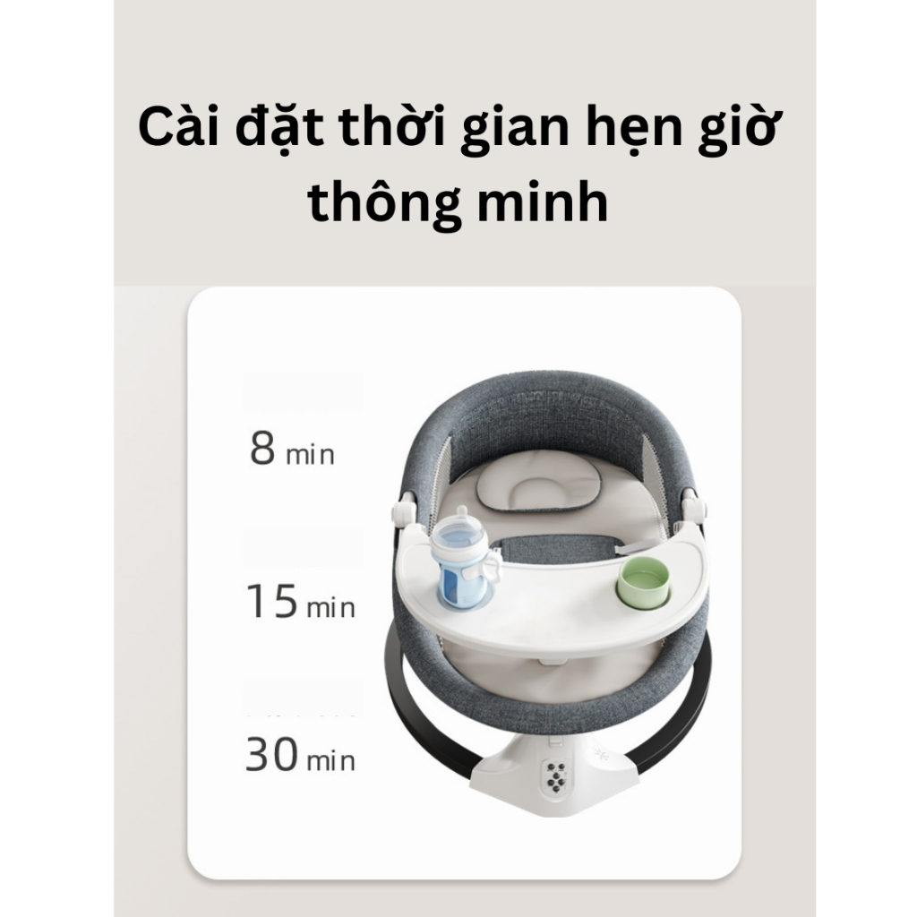 Nôi điện tự động bập bênh cao cấp COCOBEE có thể gấp gọn đa năng, điều khiển từ xa, có phát nhạc