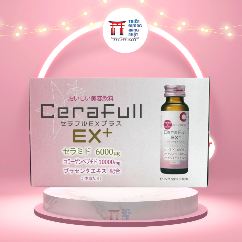 Nước uống Collagen Cerafull EX Plus CAO CẤP chứa 10.000mg collagen và 6000ug ceramide giúp đẹp da, giảm lão hóa Nhật Bản