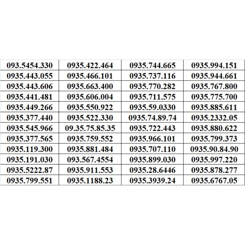 SIM MOBI TRẢ TRƯỚC 0935