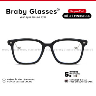 Gọng kính cận kim loại nam nữ Braby Glasses mắt vuông thời trang cá tính mới lạ MK20