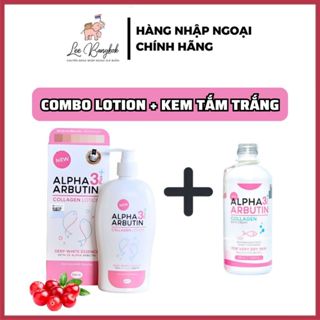 [NỘI ĐỊA THÁI] COMBO Kem Tắm + Sữa Dưỡng Thể Trắng Da Alpha Arbutin Collagen Lotion 3+ Plus Thái Lan Có Mã QR 500ml
