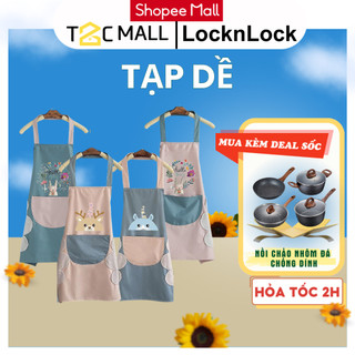 Tạp Dề Họa Tiết Gấu Thỏ Xinh Xắn Kèm Túi Trước Và Khăn Lau Tay - T2CMall