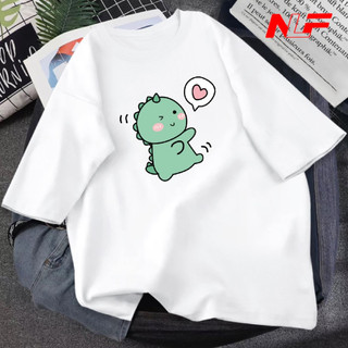 Áo Thun Unisex Tay Lỡ Chất Cotton Form Rộng KHỦNG LONG UNI-016 - Áo Thun Nữ - Áo Thun Nam - NLF Unisex Fashion