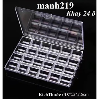 Khay hộp mika 24 ô đựng charm, đá, khay hộp đựng dụng cụ, phụ kiện, khay mika 24 ô