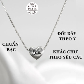 Dây chuyền bạc trái tim phồng khắc tên, chữ theo yêu cầu mã M13X DaLiA Jewelry vòng cổ tình bạn thân, tình yêu kỉ niệm