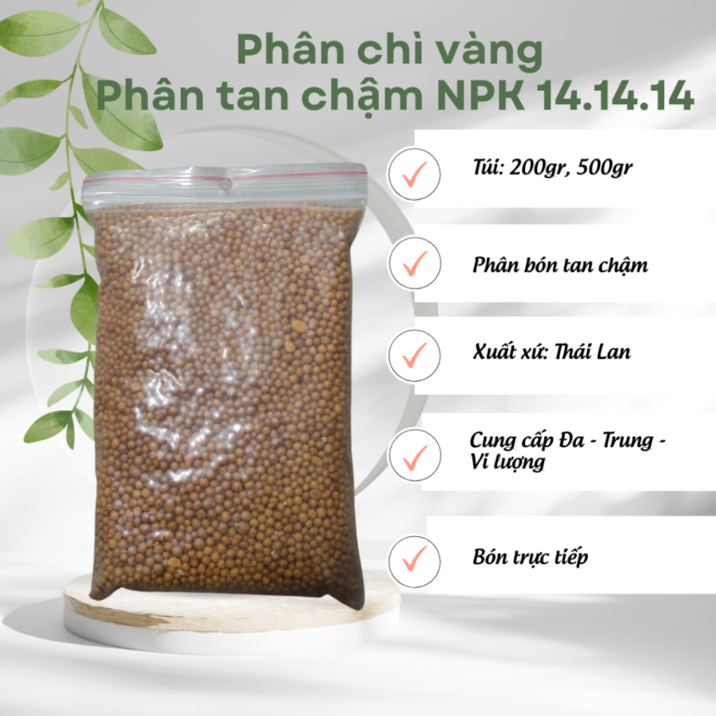 Phân chì vàng tan chậm NPK 14.14.14 gói 500gr (Vườn Sài Gòn)