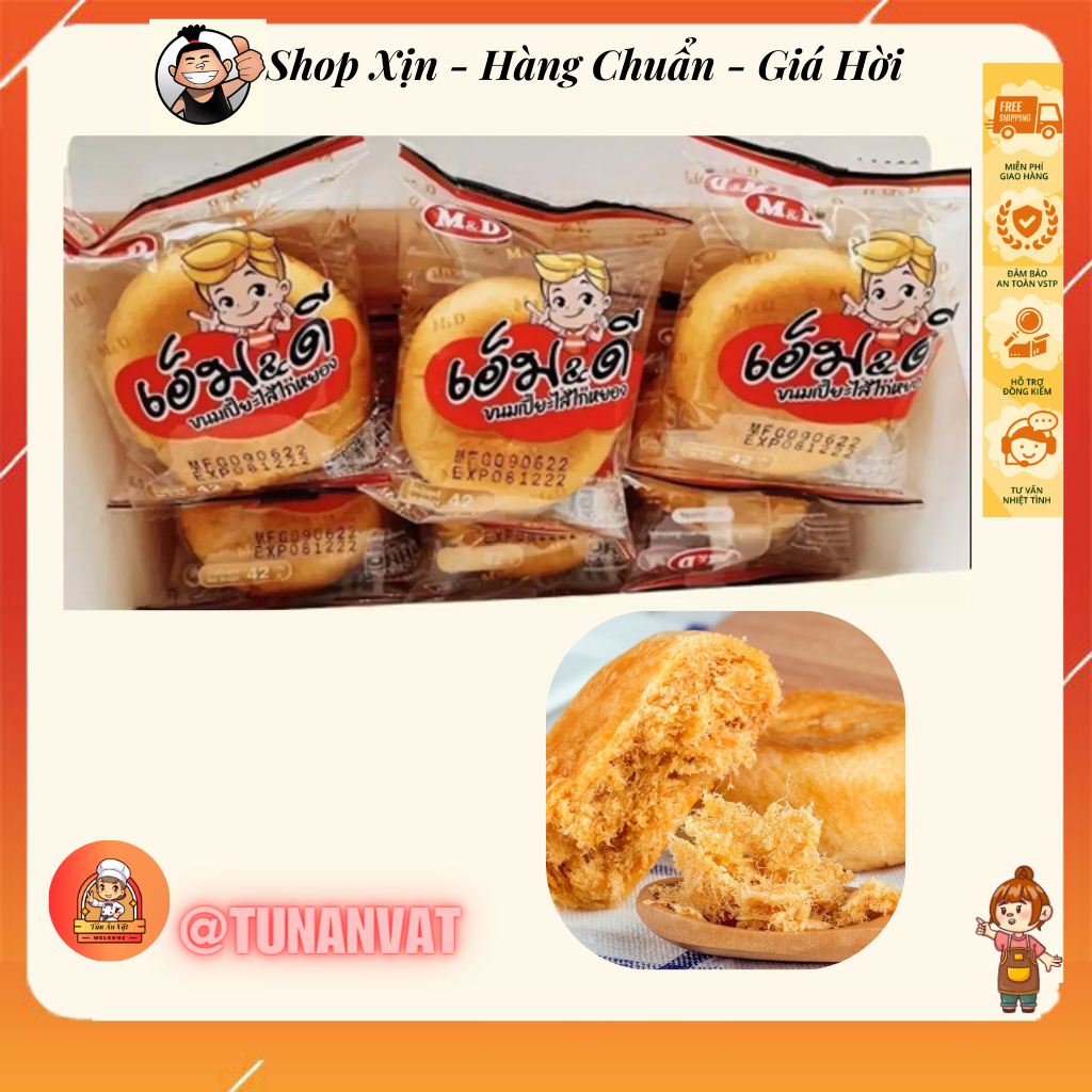 🔥Sale🔥 1 Hộp BÁNH CHÀ BÔNG GÀ jambon mặn ngọt. M&amp;D Thái Lan 550g, đồ ăn vặt Thailand ngon ,Đồ Ăn Vặt