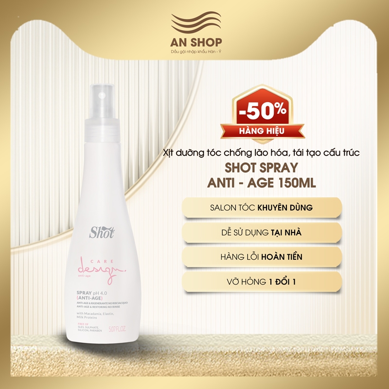 Xịt dưỡng tóc, tái tạo cấu trúc tóc, tinh chất chống lão hóa, ngăn rụng tóc, chăm sóc da đầu Shot Spray Anti-Age 150ml