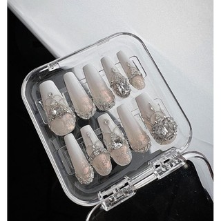 Nailbox thiết kế , màu ombre nhũ ,gắn đá - 201