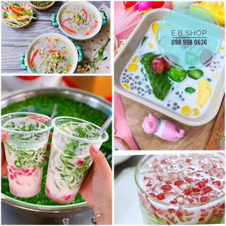 Nguyên liệu nấu chè gói 200gr hạt lựu, bột báng, bột khoai răng cưa, dừa sấy