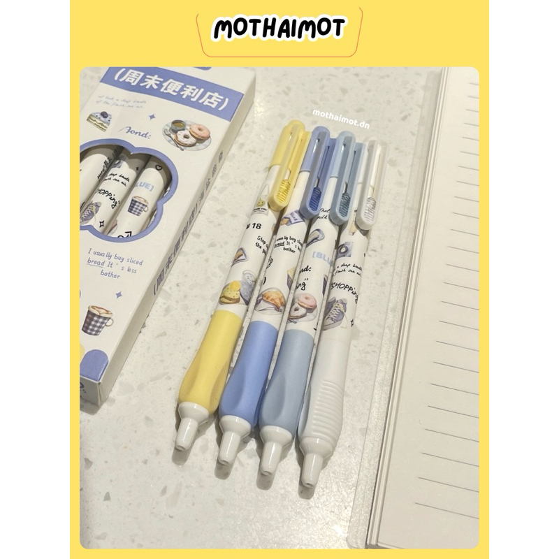 Bút gel bấm Mura Shopping bút mực đen ngòi 0.5mm có thể thay ruột bút