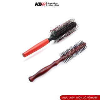 Lược Tròn Sấy tạo kiểu tóc, tạo phồng, tạo nếp tóc HD99 Chất liệu Gỗ, nhựa ABS cao cấp