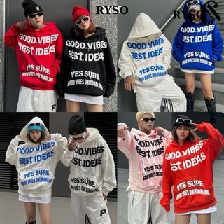 Áo Khoác Hoodie GOOD VIBES Nỉ Bông IN NỔI Form Rộng Nữ mùa đông Unisex , Áo Khoác Nỉ dáng boxy IN Hàn Quốc RYSO FASHION