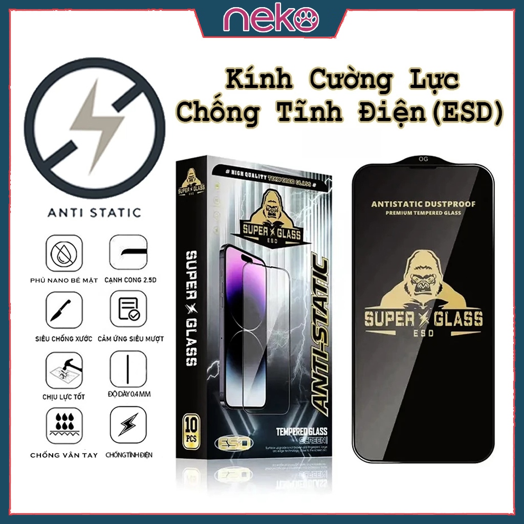 Kính Cường Lực Kk Khỉ Độtphủ Nano Bề Mặt Chống Bám Vân Tay Iphone 7 8 X Xs Xr 11 12 13 14 15 Pro Max Plus [Esd Super Kk]