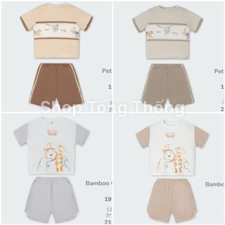 Bộ cộc tay La pomme Petit Bamboo cotton phối màu in hình tinh nghịch mềm mịn thoáng mát cho bé trai bé gái 12140 12116