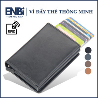 Ví Nam Nữ Mini Thông Minh Có Ngăn Đẩy Thẻ Chống Trộm Thông Tin Gập 3