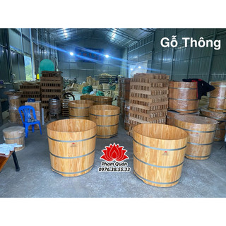 Bồn tắm tròn gỗ thông nhập khẩu, bồn tắm gỗ, bồn tắm bằng gỗ( tặng thảo dược ngâm tắm khi mua bồn)