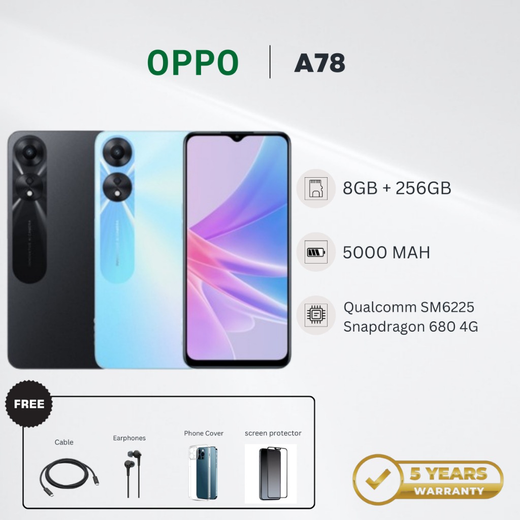 Điện thoại thông minh OPPO A78 5G l RAM 8GB + ROM 128GB | Pin sử dụng lâu dài 5000mAh | BigBuy360 - bigbuy360.vn