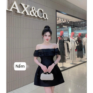 Đầm Tacta Dáng A Phối Tơ Trễ Vai
