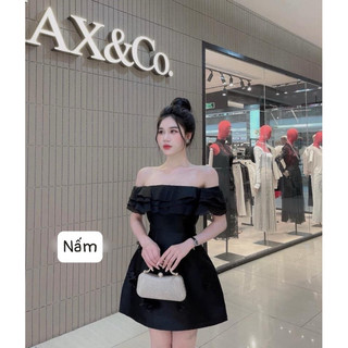 Đầm Tacta Dáng A Phối Tơ Trễ Vai