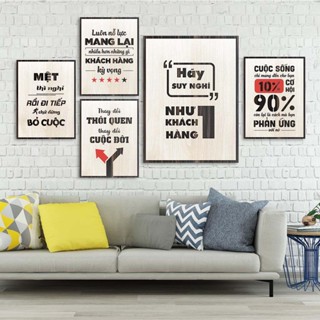  Bộ 5 Tấm Tranh treo tường Văn Phòng Slogan tạo động lực trang trí 