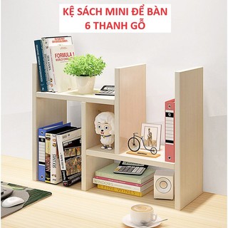 Kệ sách để bàn mini, kệ để bàn làm việc 5 ngăn, kệ gỗ đa năng 6 thanh decor tiện lợi