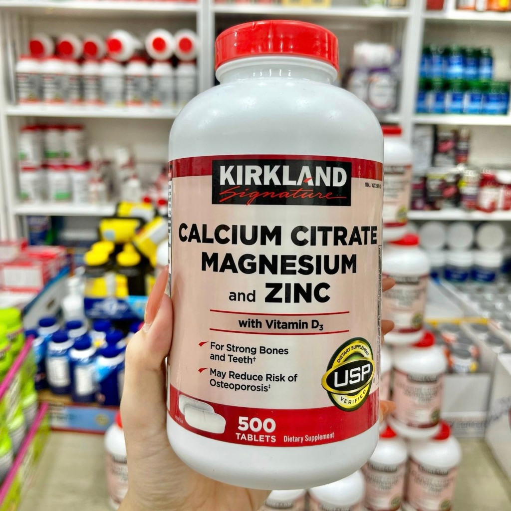 Viên Uống Canxi hữu cơ Mỹ  Calcium Citrate Magnesium And Zinc 500mg  Kirkland Signature