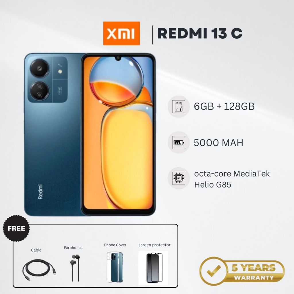 Điện thoại thông minh Xiaomi Redmi 13C | RAM 6GB + ROM 128GB | Máy ảnh trí tuệ nhân tạo 13MP