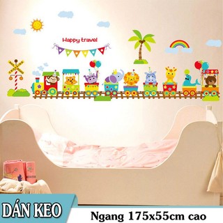 Decal trang trí tường Xe Lửa cùng thú vui nhộn Happy Travel