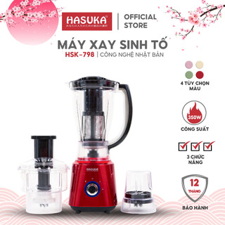 Máy xay sinh tố HASUKA HSK- 798 máy xay 3 cối công suất lớn, máy xay đa năng cao cấp chính hãng - BH 12 tháng