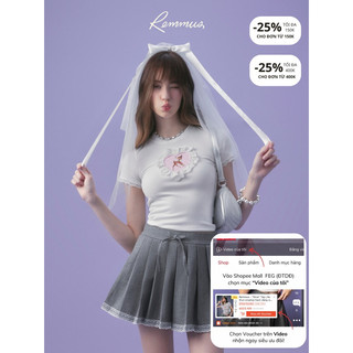 Remmus - Lilly skirt - Chân váy xám đính nơ cho nữ